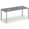 Rokovací stôl PRIMO SQUARE, 180x80 cm, grafit + 2x stolová zásuvka TYP VI, strieborná