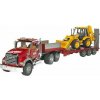 Bruder 2813 Nákladní auto Mack Granit s návěsem + bagr JCB 4CX