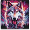 Vymalujsisam.sk Maľovanie podľa čísiel - Farebný vlk Veľkosť: 50x50cm, Rám: Bez rámu, iba zrolované plátno