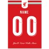 Superfutbal Maketa dresu FC Liverpool, červená Rozmer: A4, Meno a číslo: Vlastné