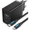 Set Vention 2-Port USB (A+C) (18 W + 20 W PD) Black + USB-C 2.0 to Micro USB 2A 1M Black BUN