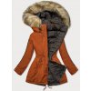 Dámska obojstranná zimná bunda MODA555 pomarančovo-hnedá XXL