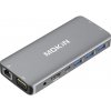 Adaptér Hub 10w1 MOKiN USB-C do 3x USB 3.0 + USB-C nabíjanie + HDMI + 3,5 mm audio + VGA + 2x RJ45 + Micro SD čítačka (srebrny) 059612