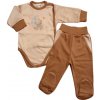 Komplet body a polodupačky béžový s hnedou - Medvedík, veľ. 56