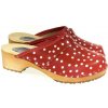 Dámske kožené červené bodkované dreváky CROPS
