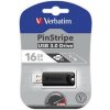 Verbatim USB flash disk, USB 3.0, 16GB, PinStripe, Store N Go, černý, 49316, USB A, s výsuvným konektorem