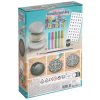 Kreatívny set maľovanie kamienkov mandala 3 kamienkami a 5 glitterových farieb/lepidiel