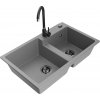 MEXEN/S MEXEN/S - Tomas granitový drez 2-bowl vrátane batérie Telma, šedá 6516-71-670200-70-B