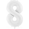PartyDeco Fóliový balón Číslo 8 biely 86cm