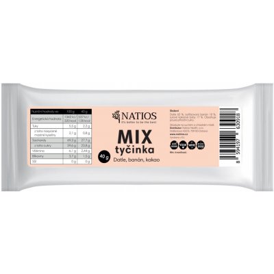 NATIOS Mix tyčinka - Datle, banán, kakao, 40 g