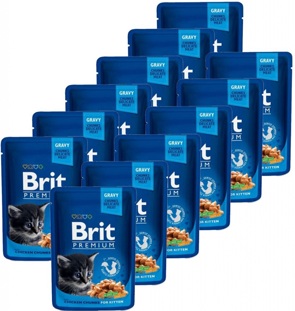 BRIT Premium cat Kitten Chicken Chunks 12 x 100 g