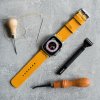 Vidra Brand KOŽENÝ REMIENOK NA APPLE WATCH ULTRA - HOŘČICOVÝ KOVANIE (zapínania, adaptér): ČIERNY