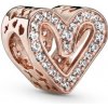 Pandora Bronzová srdiečková korálka s čírymi kryštálmi Rose 788692C01