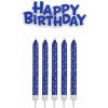 Sviečky modré 16 ks + Happy Birthday