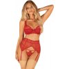 Obsessive Zmyselný podväzkový pás Lonesia garter belt Červená, S–M