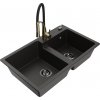 MEXEN/S MEXEN/S - Tomas granitový drez 2-bowl vrátane batérie Aster, čierna/zlatá metalik 6516-75-73450-57-B