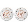 GoDan Balón fóliový biely 60 rokov – happy birthday/narodeniny, ružovo-zlatý nápis, 45 cm, 2 ks 8595596327645