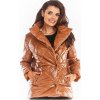 Béžová prešívaná bunda s vysokým golierom pre dámy, A384 L/XL