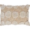 Bavlnený krémový vankúš s výplňou obdĺžnikového tvaru s motívom kruhov 40 x 60 cm 36399