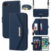 AppleKing flipové puzdro s popruhom v štýle listovej kabelky pre iPhone SE (2020/2022) / 8 / 7 - modré - možnosť vrátiť tovar ZADARMO do 30tich dní