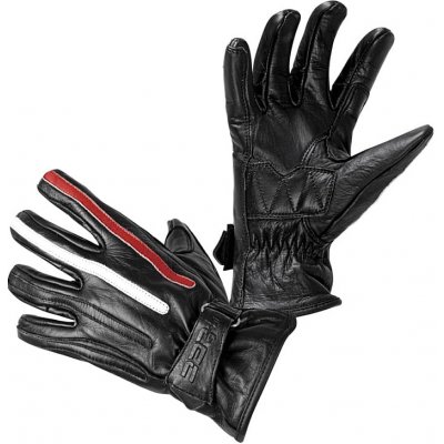 Moto rukavice W-TEC Classic Farba Jawa čierna s červeným s béžovým pruhom, Veľkosť XXL