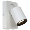 Lucide 09929/06/31 nástenná bodová lampa Nigel 1x5W | LED GU10 | 320lm | 3000K - žiarovka je súčasťou balenia, biela, nastaviteľná, vypínač na tele