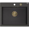 MEXEN/S MEXEN/S - Elix granitový drez 1-miska 600 x 500 mm, čierna kropenatá, sifón zlatá 6525601005-76-G