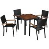 5-dielna vonkajšia jedálenská súprava polyratan a akáciové drevo čierna