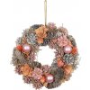 Veniec MagicHome Vianoce, závesný, ružovo-oranžový, 30 cm