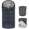 PETITE&MARS Set zimný fusak Jibot 3v1 + rukavice na kočík Jasie Charcoal Grey VP-F149479