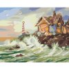 Diamondi Diamantové maľovanie - DOM A MAJÁK Z MUŠLÍ A VLNY (D. RUSTY RUST) Rámovanie: bez rámu a bez vypnutia plátna, Rozmer: 40x50 cm