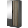 Skriňa so zrkadlom Nelly 2D 105x200x51 - tmavosivá / dub artisan