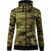 Bicykel na výšku - Mikina dámska trendy zipper s kapucňou - XL ( Zelený maskáč )