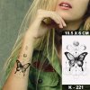 REBELULU Tetovačka Dočasné tetovanie Vodeodolná dočasná nálepka na tetovanie Čierna čiara Motýľ Mesiac Planéty Zem Hviezda Vesmír Kruh Geometria Moon Planet Universe Butterfly Flash Tatoo Falošné teto