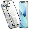 AppleMix Apple iPhone 14 - 360° ochrana - podpora MagSafe sklo/kov - strieborné