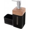 Orion Dávkováč mydla BLACK Wooden s organizérom 0,38 l čierna