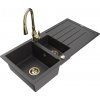 MEXEN/S MEXEN/S - Andres granitový drez s odkvapkávačom vrátane batérie Savita, čierna nakrápiany 6515-76-672601-50