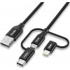 Choetech IP0030-BK 3v1 USB MFI Lightning / USB Type C / micro USB (3A nabíjanie / 480Mbps prenos dát), 1,2m, černý
