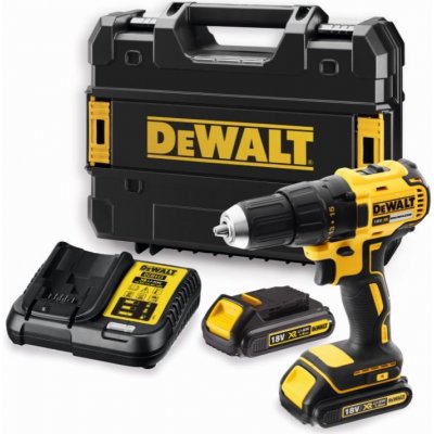 DCD777S2T DEWALT 18VOLT AKU BEZUHLÍKOVÁ VRTAČKA/ŠROUBOVÁK , 2x BATERIE XR LI-ION 1,5 Ah, KUFR T-STAK