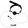Ohmama Fetish Black Ball Gag With Nipple Clamps