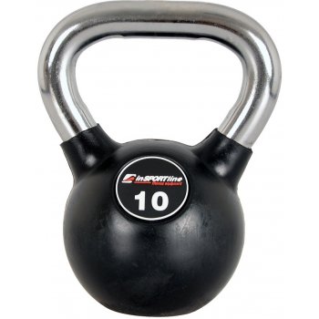 inSPORTline kettlebell Pogumovaná s chromovou rukojetí 10 kg