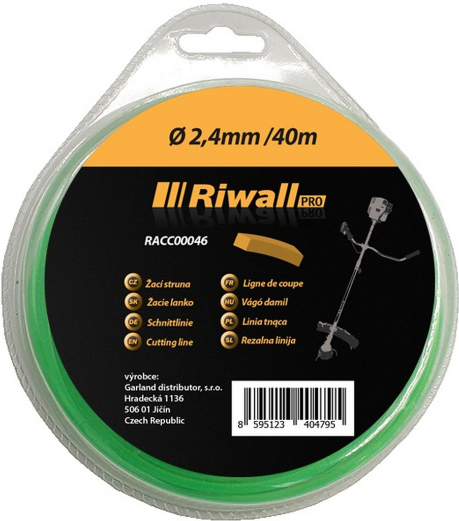 Riwall PRO Žací struna pr. 2,4mm, délka 40m, čtvercový průřez