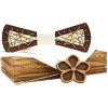 Gaira® Drevený motýlik s vreckovkou a brošňou 709225, Farba biela