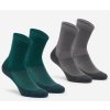 QUECHUA Turistické ponožky Hike 100 vysoké sivé a zelené 2 páry 43-46
