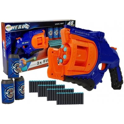 Lean Toys pištoľ na penové náboje s otočným zásobníkom modro oranžový