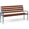 Vonkajšia lavička CITY s operadlom, zinková, 1660 mm, mahagón tmavý