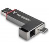 Verbatim USB flash disk, USB C a USB 3.2 Gen 1, 128GB, Dual QuickStick, šedý, 32040, USB C, s pútkom