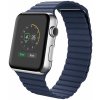 eses Kožený magnetický remienok pre Apple Watch - Modrý 42mm, 44mm, 45mm, 49mm