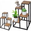Stojan na kvety kovový poschodový stojan na 4 kvety regál dub rustikálny