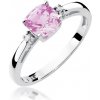 Blink-Blink Diamantový prsteň z bieleho zlata s ružovým Topásom 2302BpToB